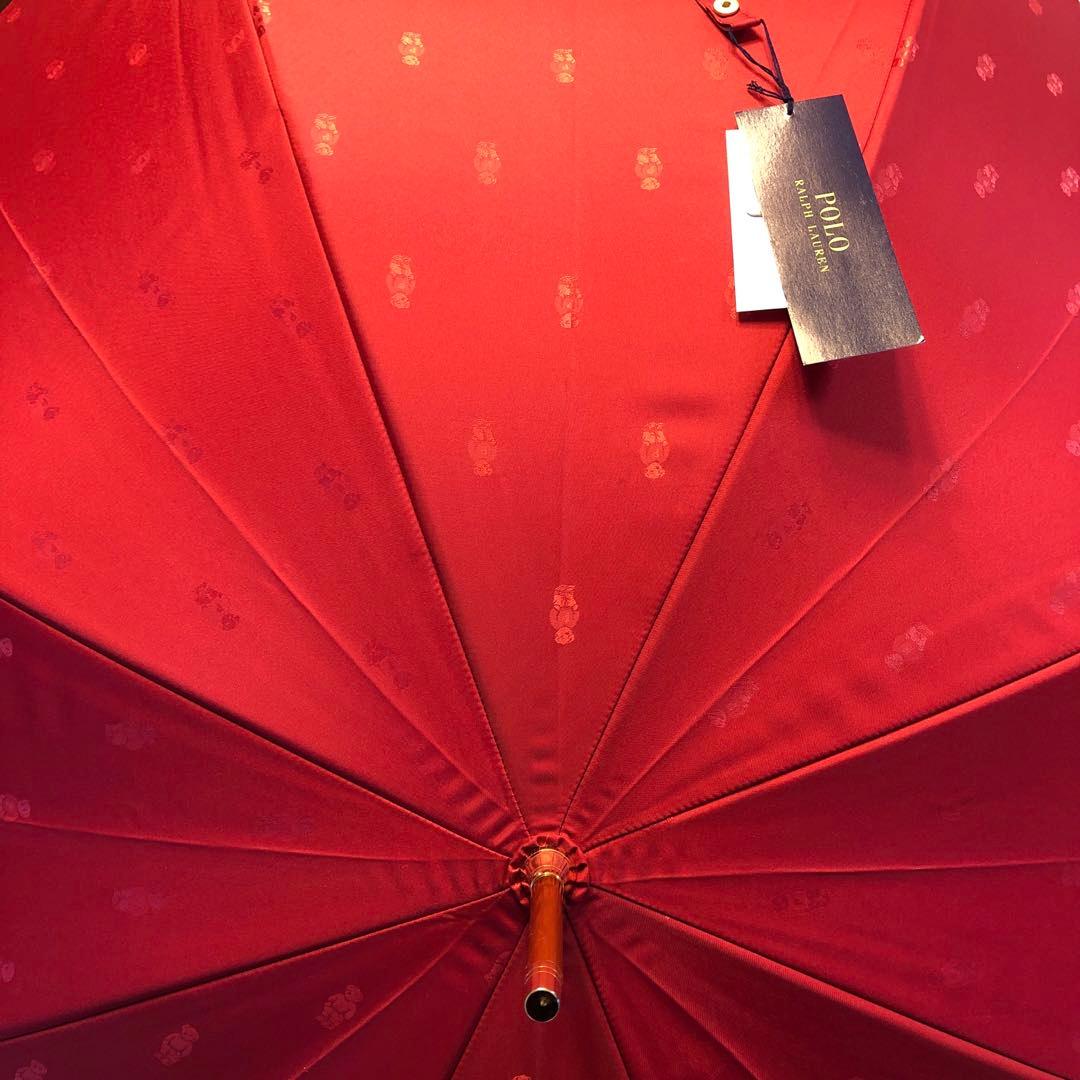 れー♡ポロ ラルフローレン 雨傘 長傘 ポロベア レッド 60cm