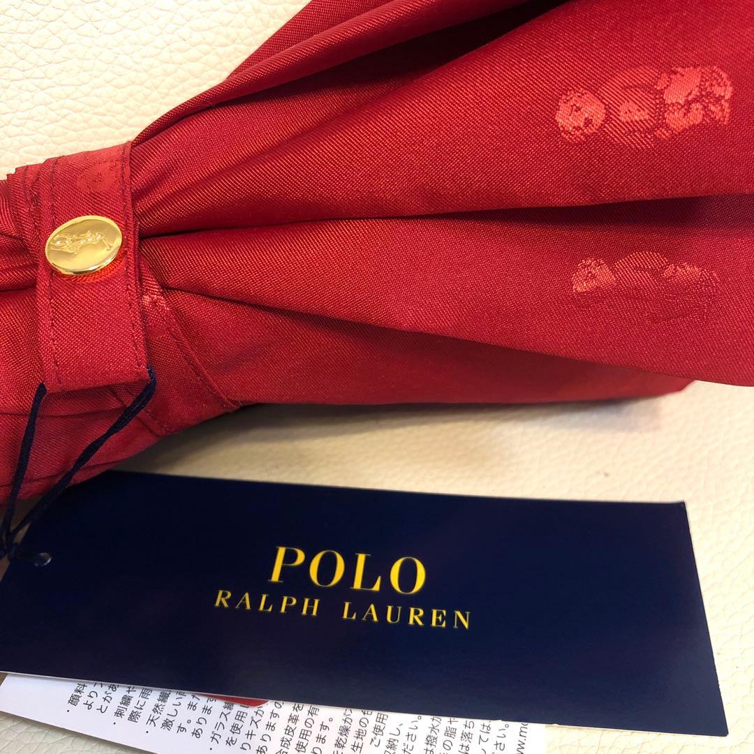 れー♡ポロ ラルフローレン 雨傘 長傘 ポロベア レッド 60cm
