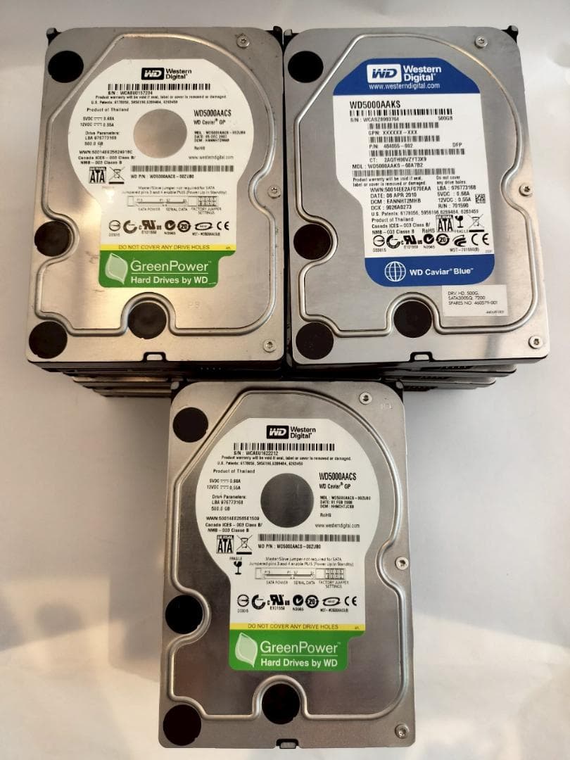 【ジャンク】WD 500GB HDD セット【匿名配送】