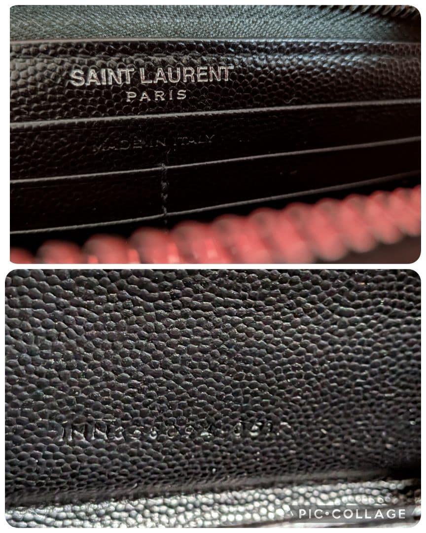 SANT LAURENT／サンローラン 長財布　 キャビアスキン ／YSL／黒