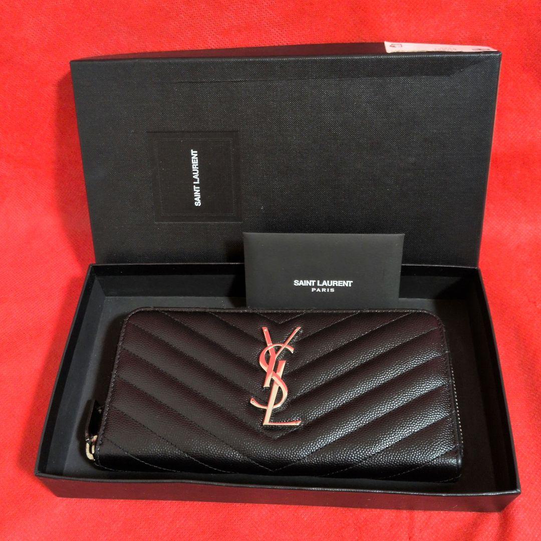 SANT LAURENT／サンローラン 長財布　 キャビアスキン ／YSL／黒