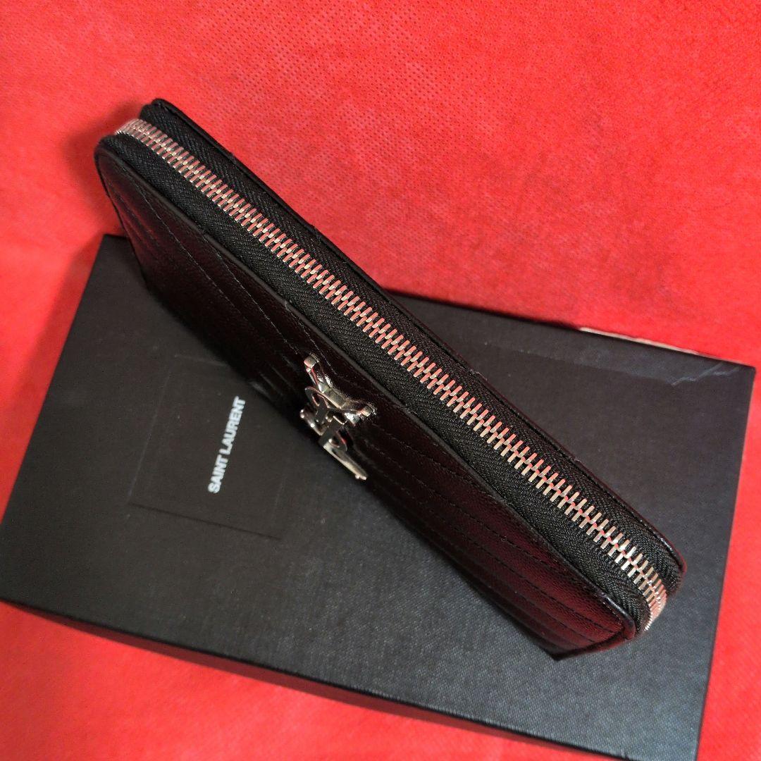 SANT LAURENT／サンローラン 長財布　 キャビアスキン ／YSL／黒