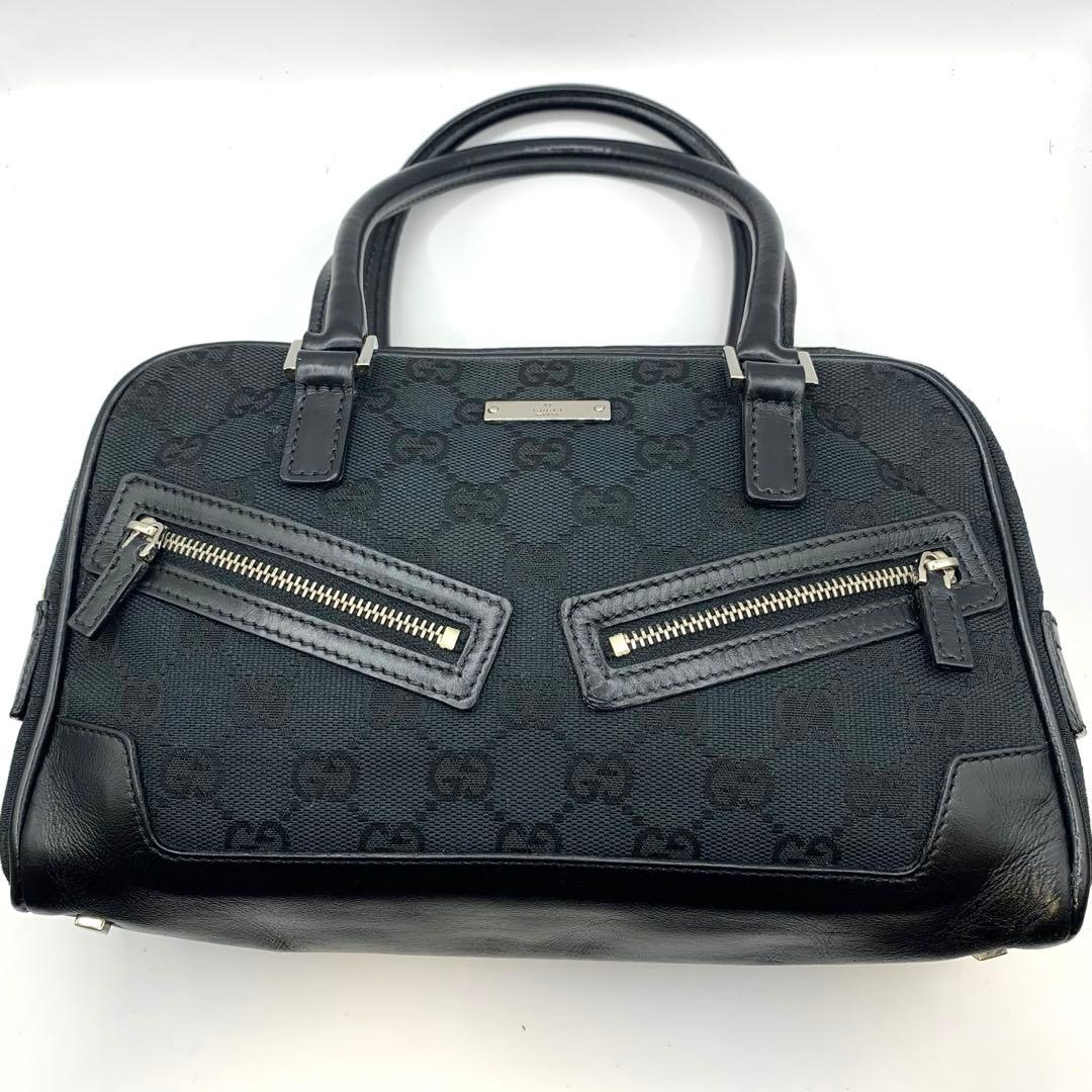 GUCCI グッチ GG柄 ミニボストン ハンドバッグ 黒 キャンバス 正規品