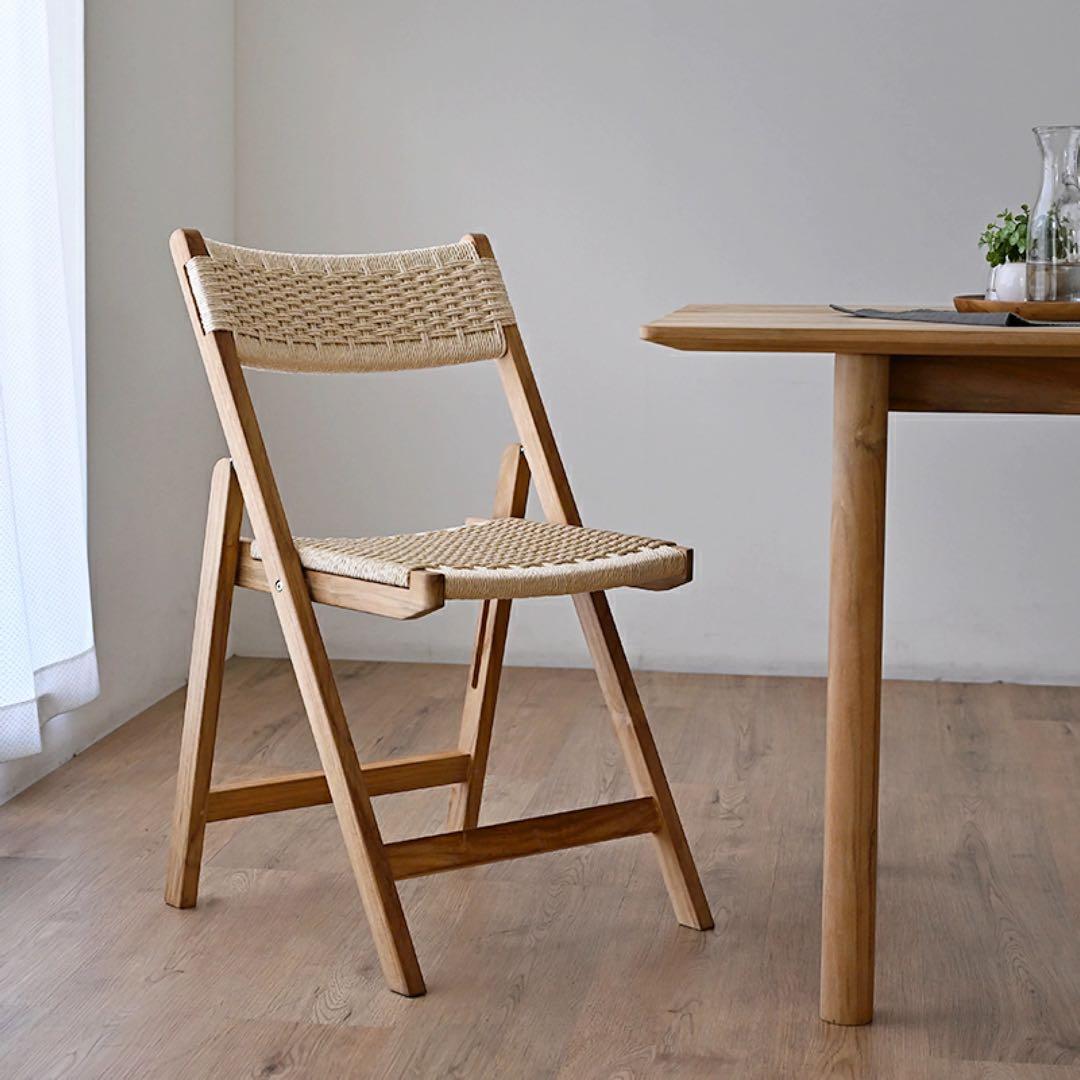 KAGLAB ペーパーコード×チーク材(ソープ仕上げ) 折りたたみチェア