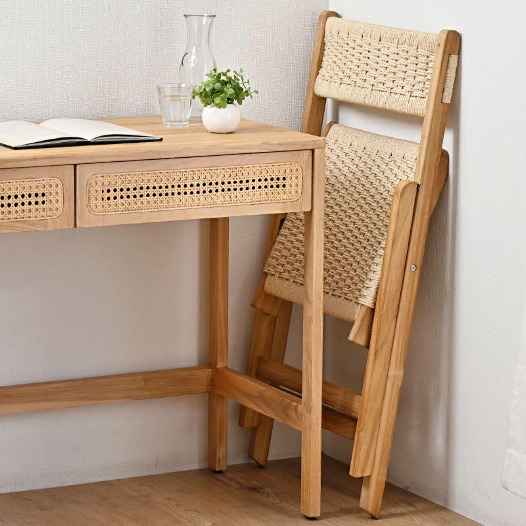 KAGLAB ペーパーコード×チーク材(ソープ仕上げ) 折りたたみチェア