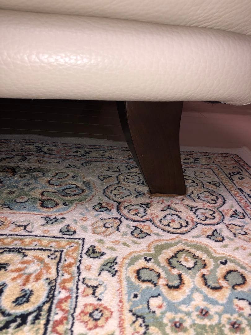 【IDC 大塚家具】3人掛け　本革ソファ　アイボリー