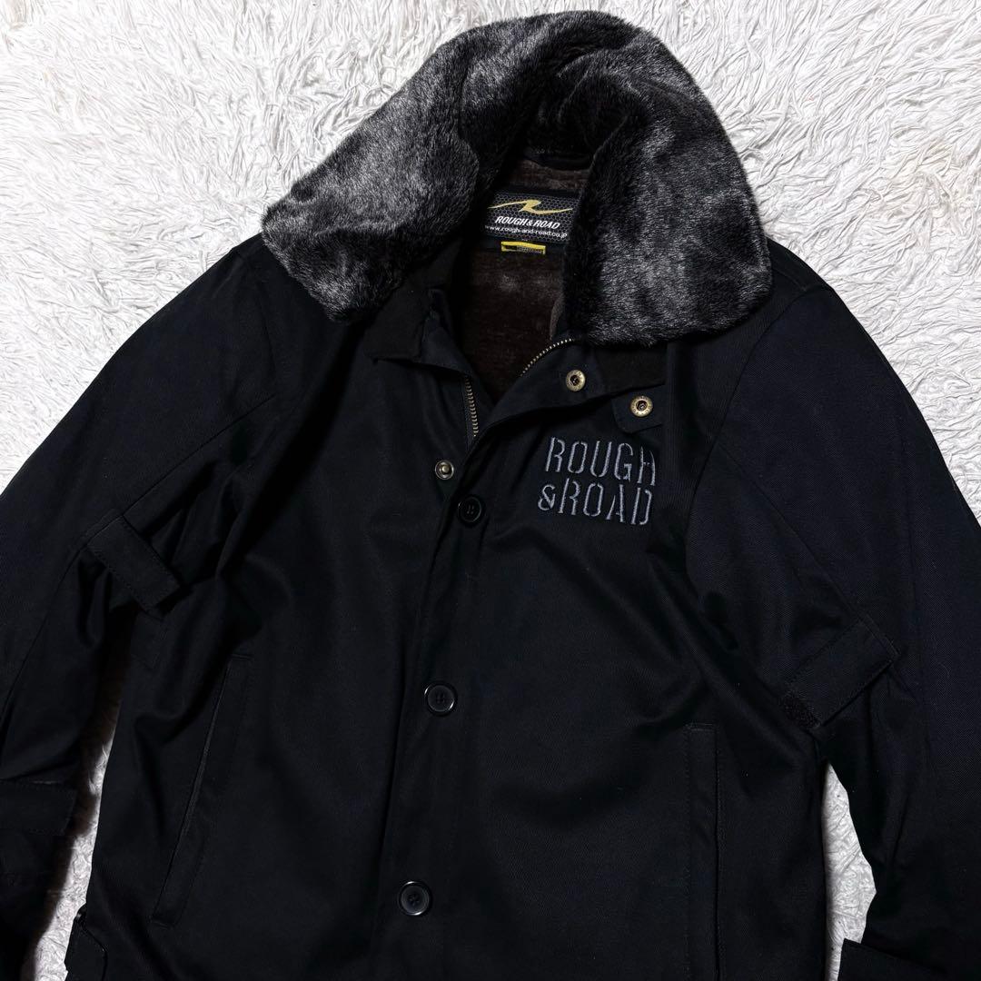 【未使用級】ラフ&ロード　ライダースジャケット　ファー裏地　刺繍　ブラック