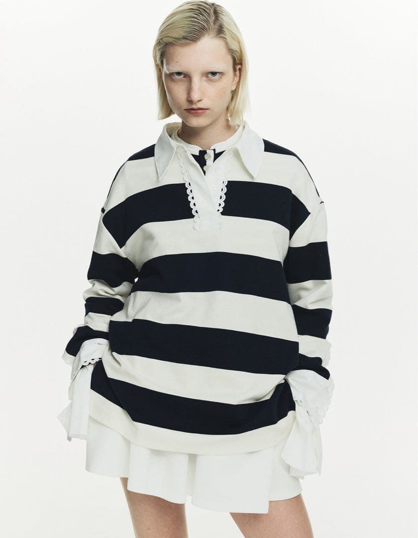 【新品未使用】Bibiy. ボーダー長袖ラガーシャツ