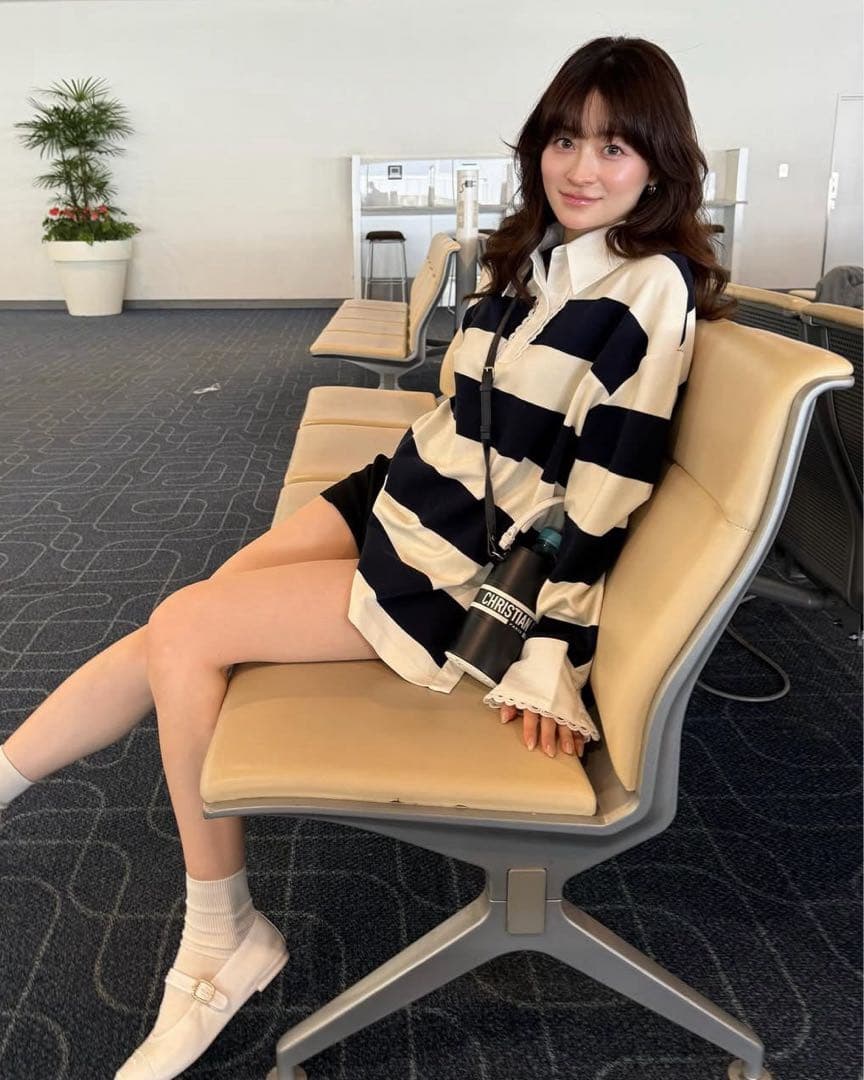 【新品未使用】Bibiy. ボーダー長袖ラガーシャツ