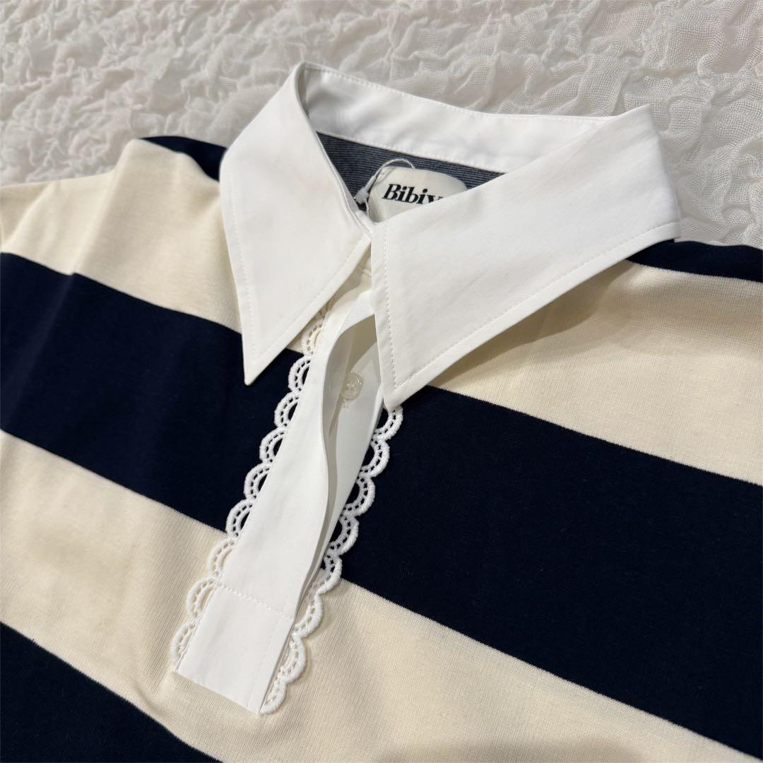 【新品未使用】Bibiy. ボーダー長袖ラガーシャツ