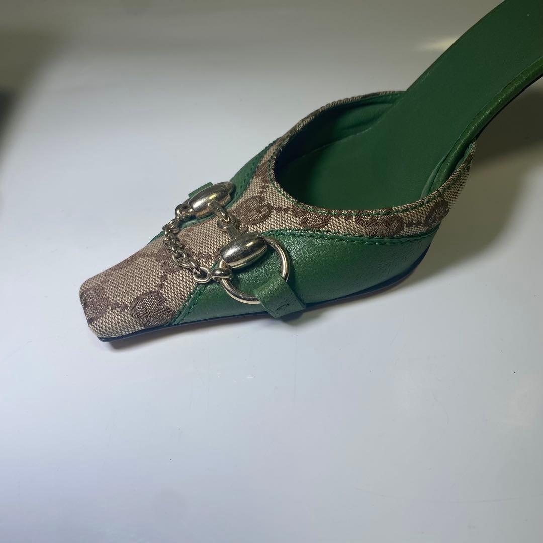希少色✨美品✨GUCCI ホースビット　GG柄　ミュール ポインテッド