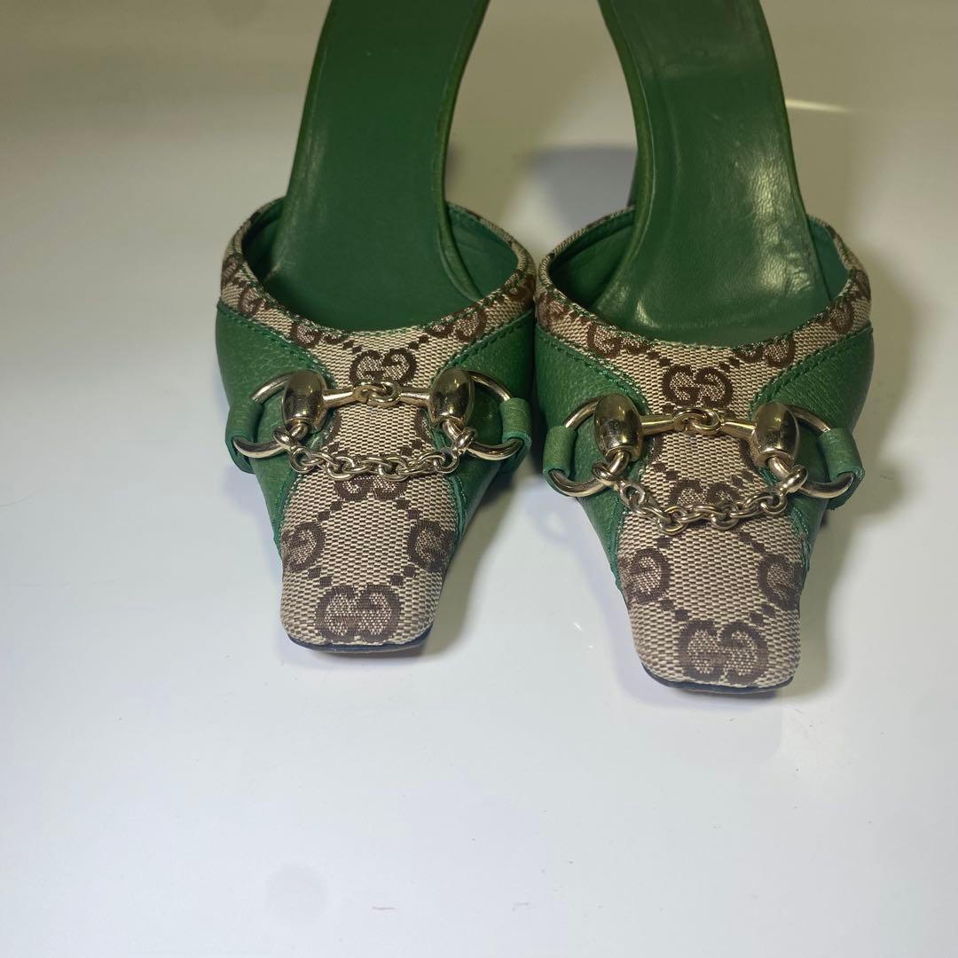 希少色✨美品✨GUCCI ホースビット　GG柄　ミュール ポインテッド