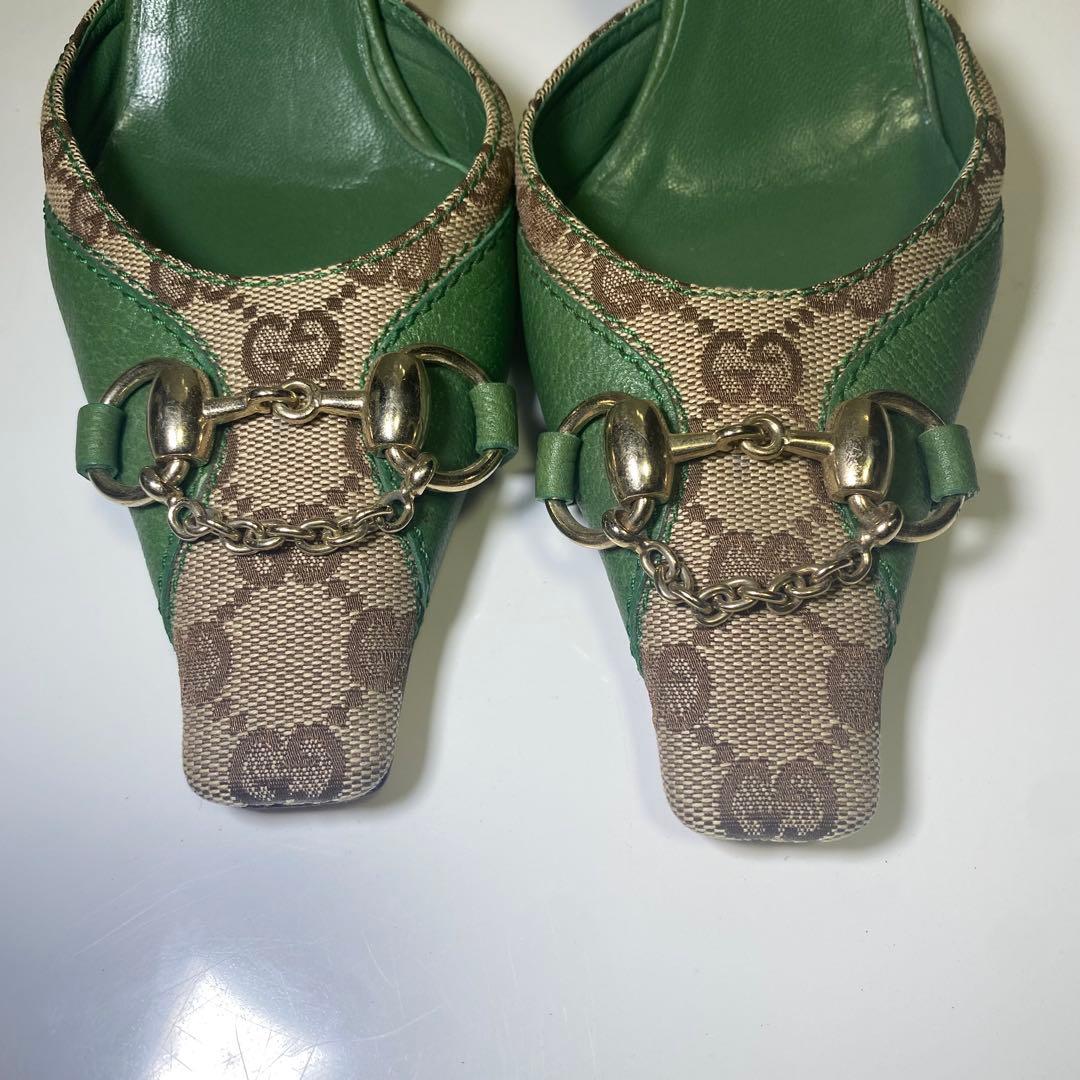 希少色✨美品✨GUCCI ホースビット　GG柄　ミュール ポインテッド