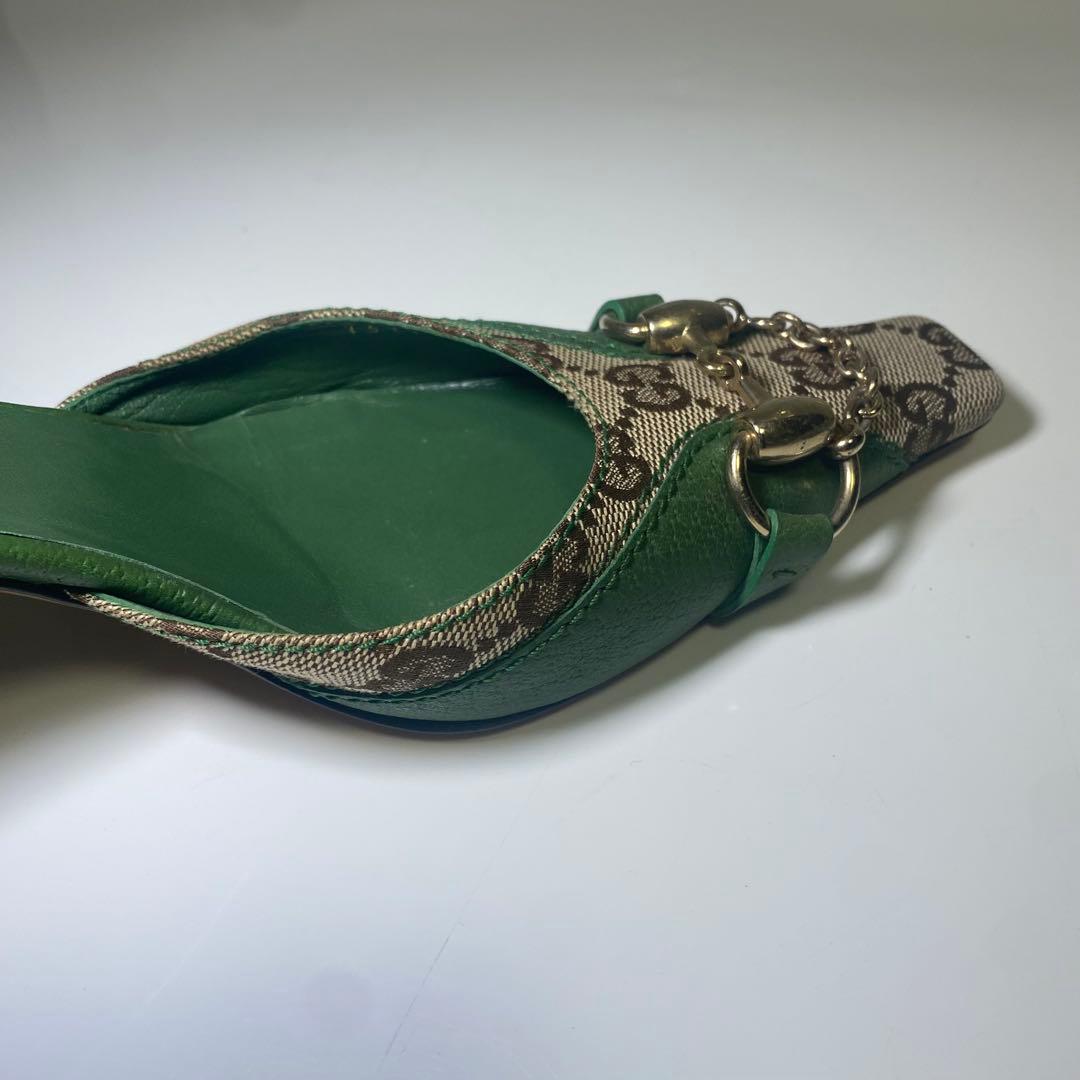 希少色✨美品✨GUCCI ホースビット　GG柄　ミュール ポインテッド