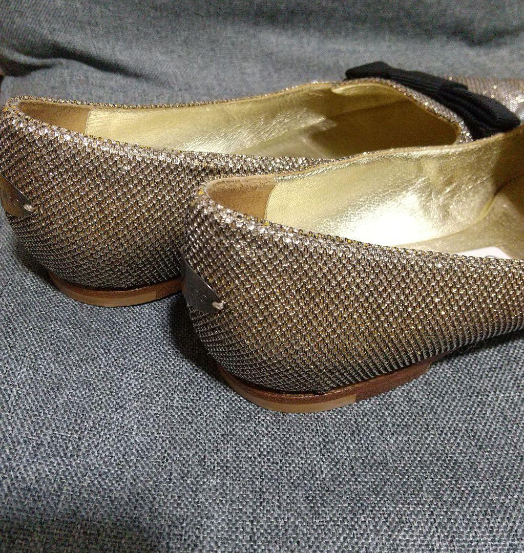 JIMMY CHOO ゴールド グリッター フラットシューズ 36.5 ラメ