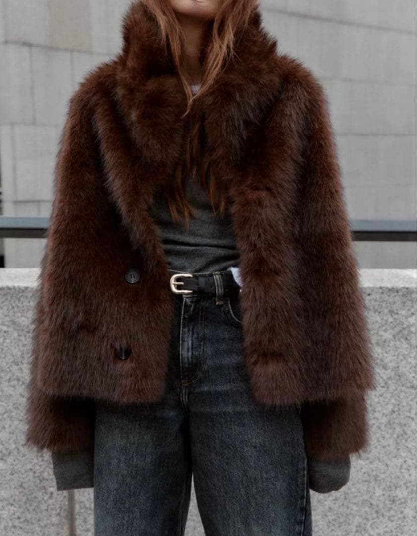 リバーシブルダブルフェイス フェイクファージャケット ZARA