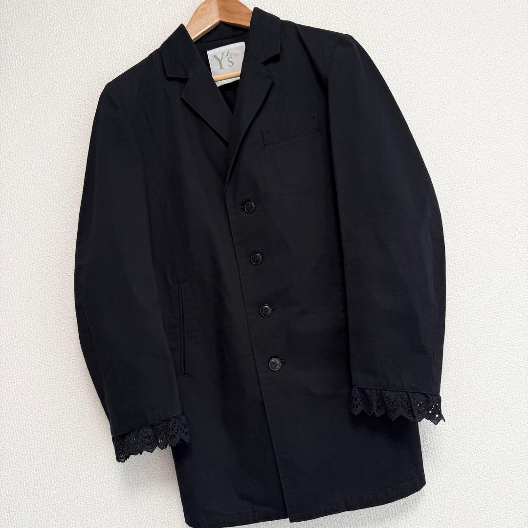 Y'S ヨウジヤマモト 袖&バッグレース装飾 オーバーサイズテーラードジャケット