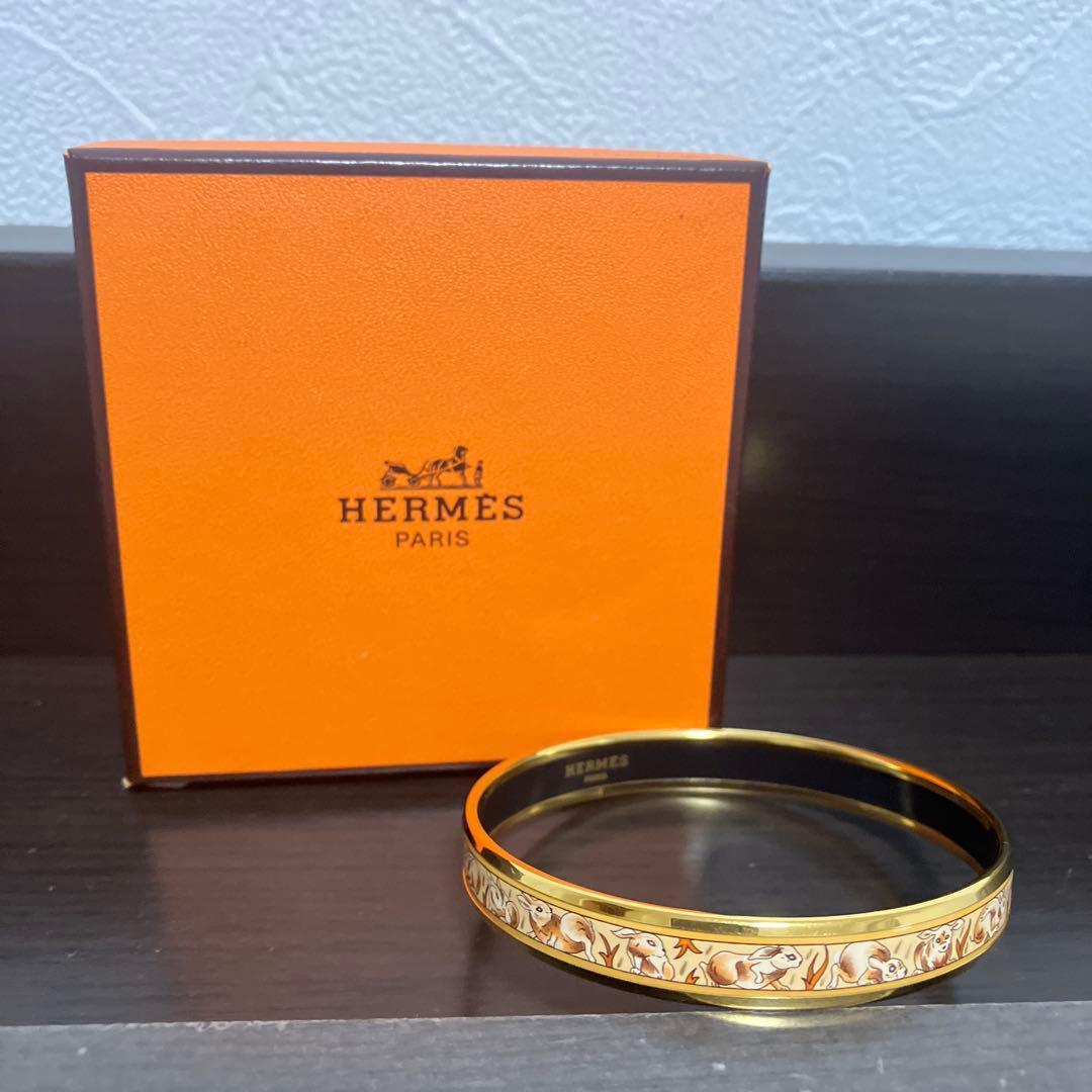 エルメス七宝焼エマイユバングル　ラビット　うさぎ