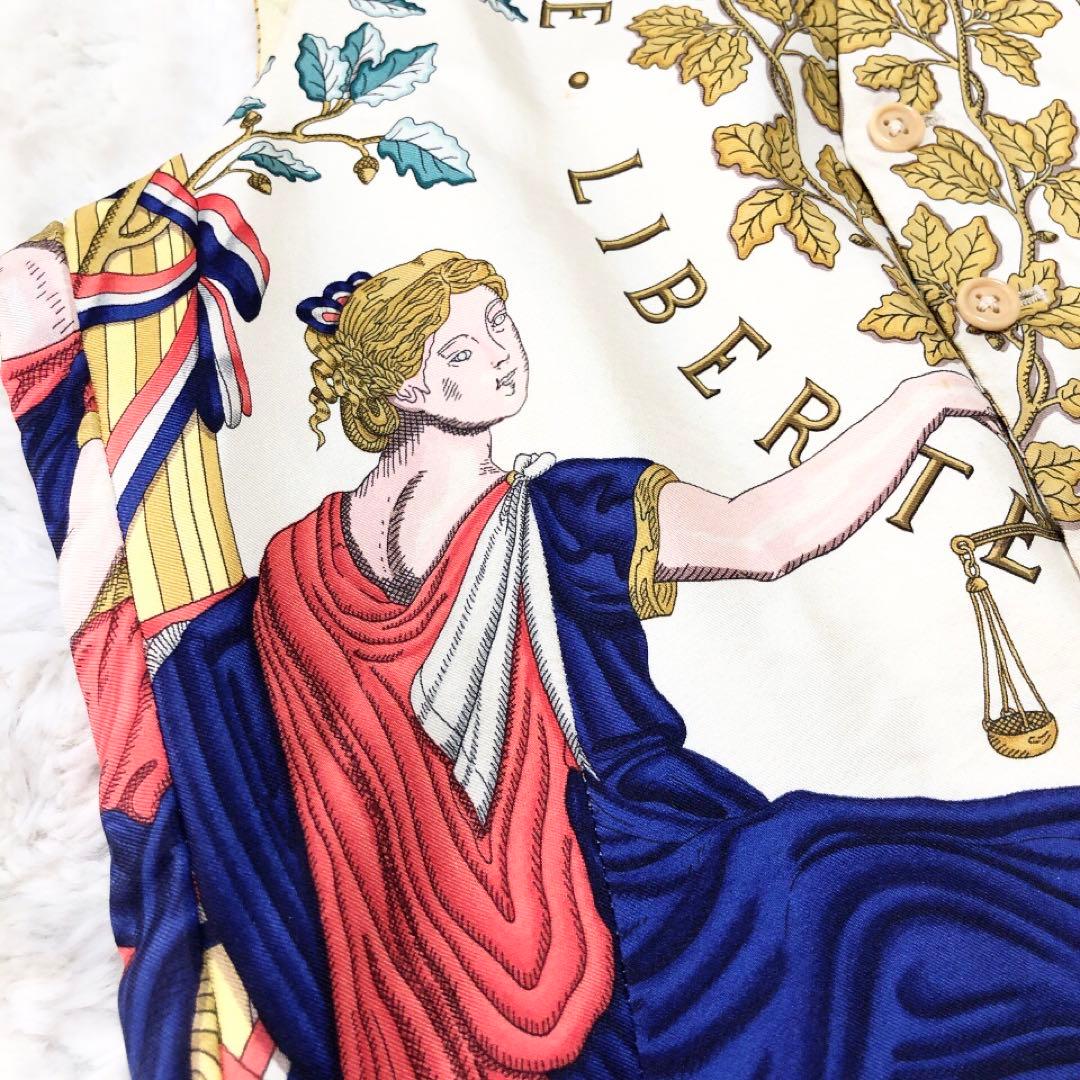 HERMES*エルメス　シルク100%　スカーフ柄ベスト　総柄　46