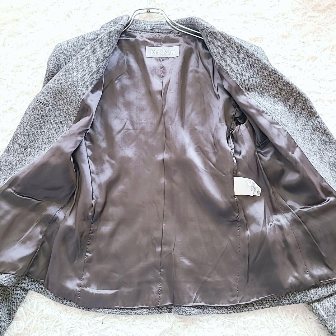 極美品 マックスマーラ XL テーラードジャケット ヘリンボーン 銀タグ