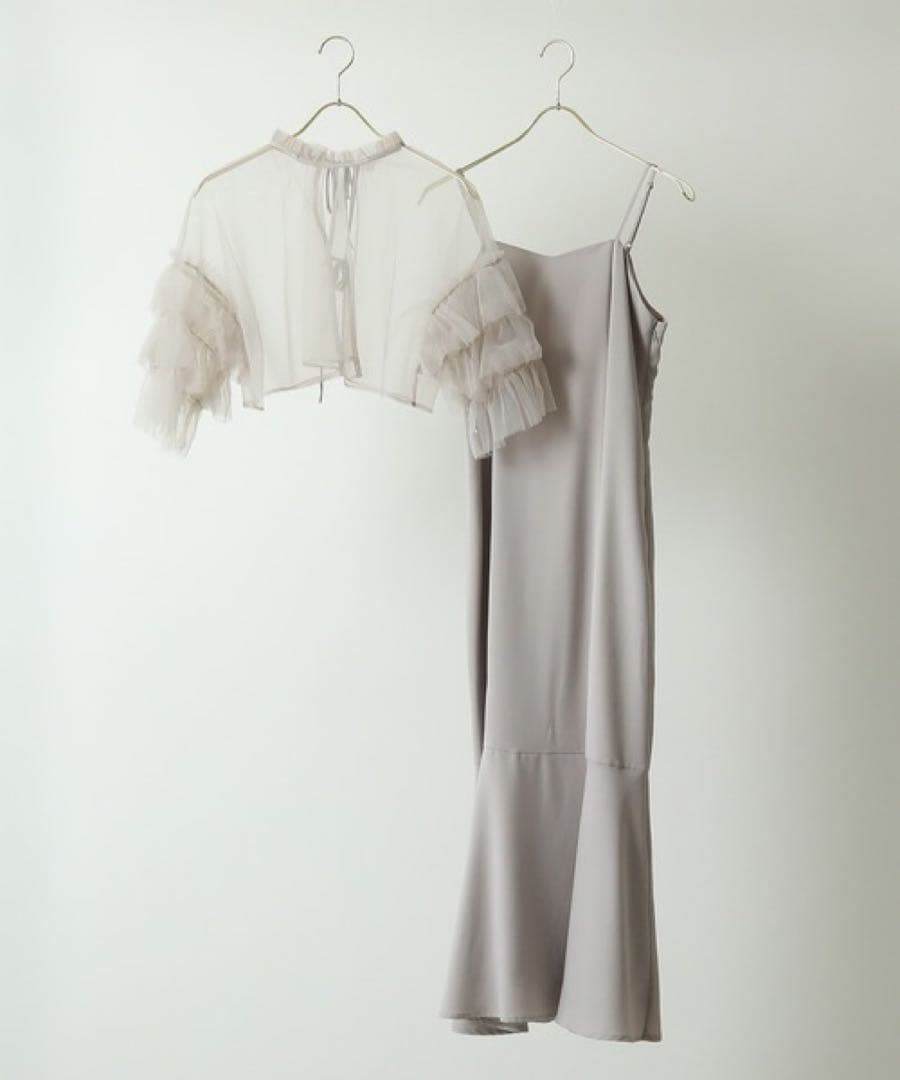 完売品　人気　チュールティアードボレロ3way キャミワンピースドレス　S