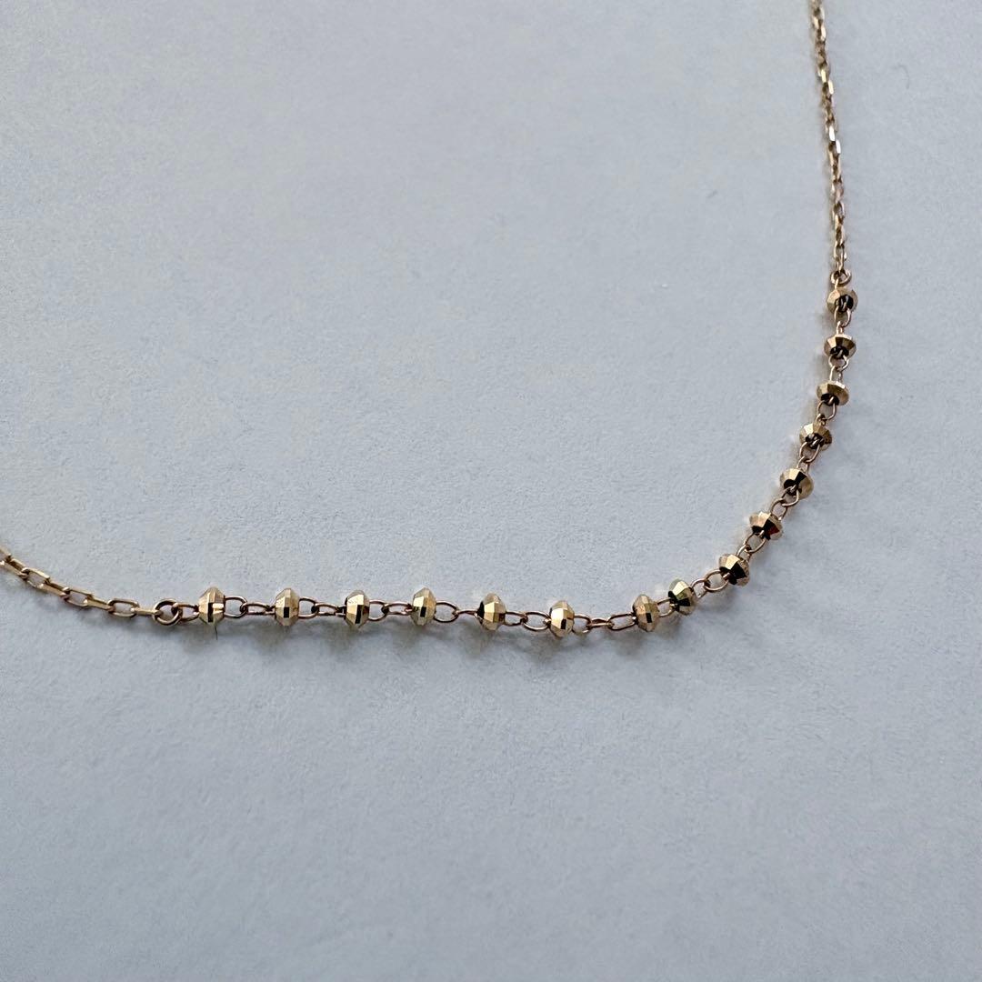 K10ゴールド シンプルチェーンネックレス 約40cm