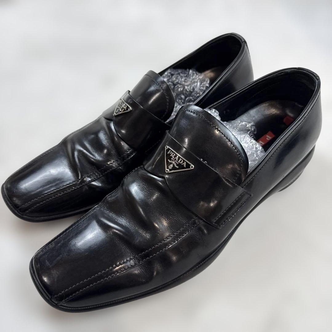 PRADAプラダ　三角プレートロゴ　ローファー　ブラック　サイズ7 1/2