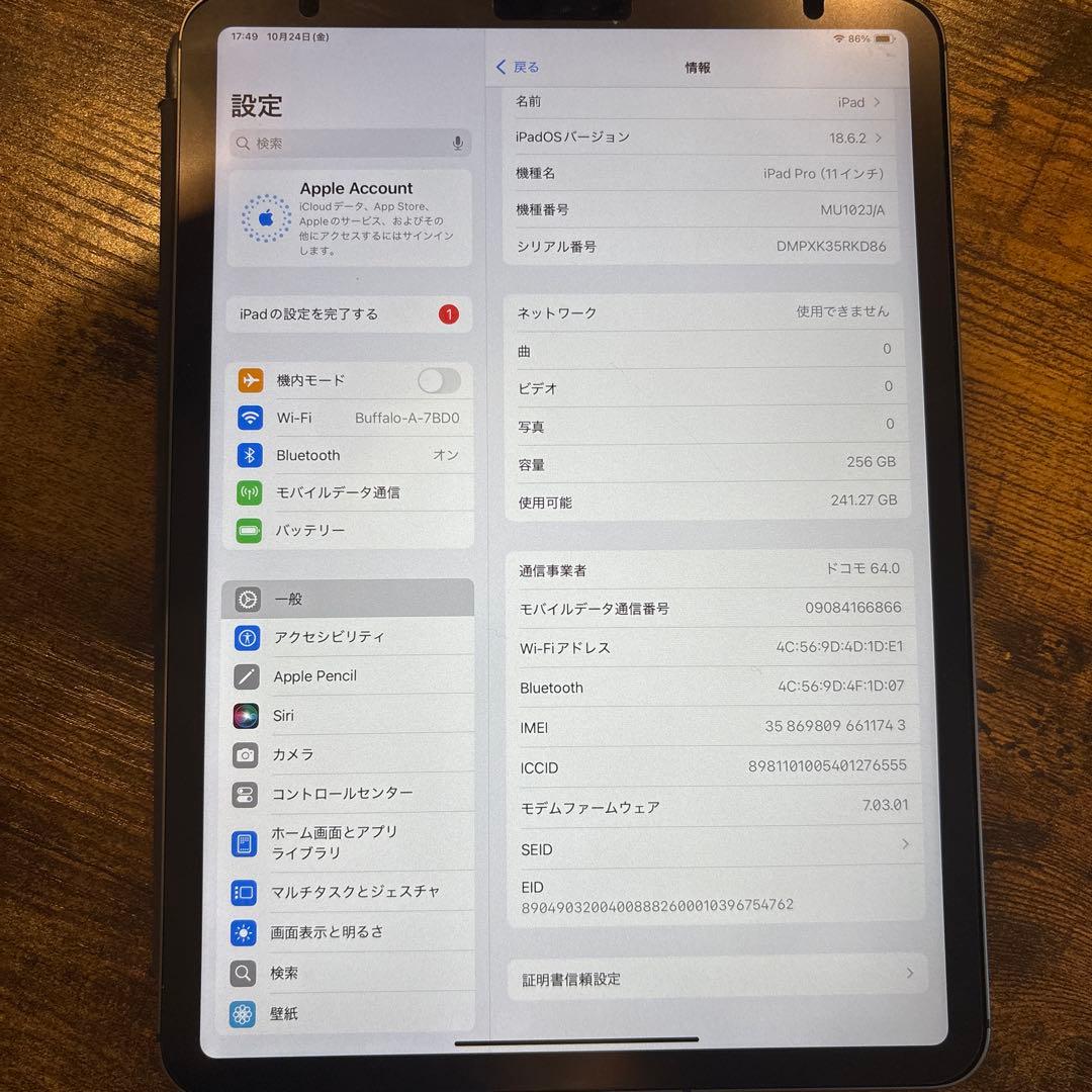 Apple iPad Pro 11インチ 第1世代 256GB Cellular
