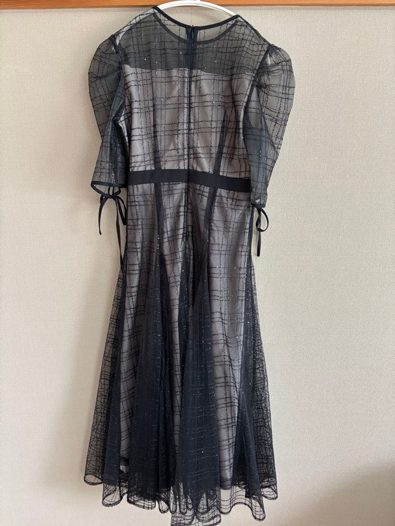 チェック刺繍スパンコールチュール