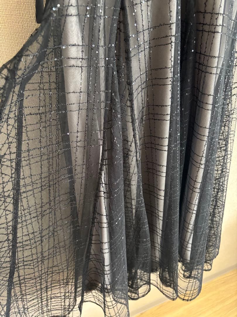 チェック刺繍スパンコールチュール