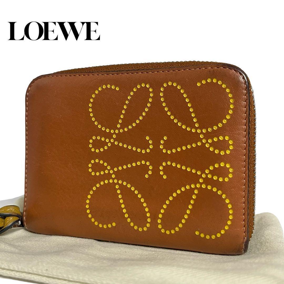 レア✨ロエベ ケース ミニ財布 ファスナー アナグラム ロゴ ブラウン