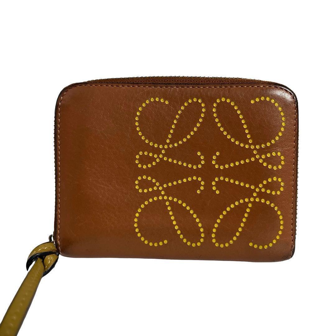 レア✨ロエベ ケース ミニ財布 ファスナー アナグラム ロゴ ブラウン