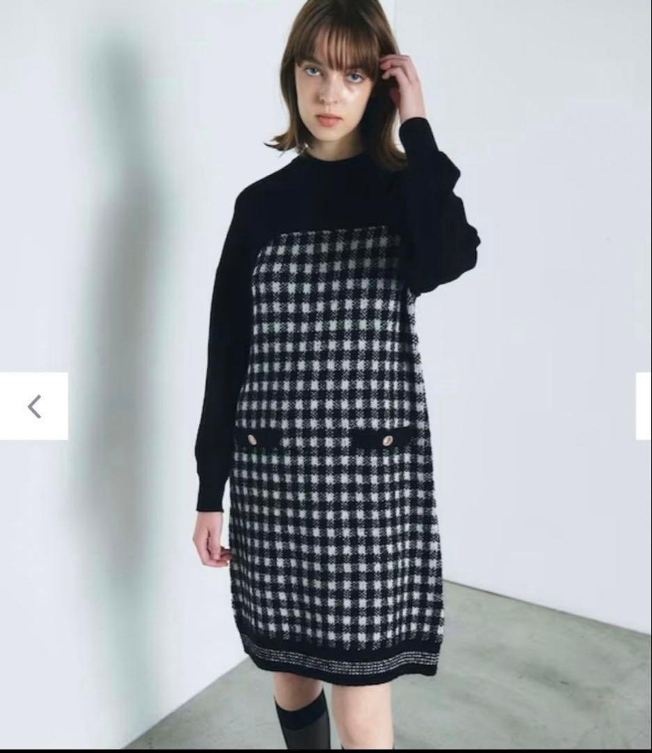 グレースコンチネンタル チェックミニニットワンピース