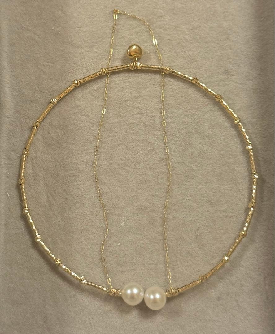 lee　K18バングル　淡水真珠　18金　ブレスレット　ハート