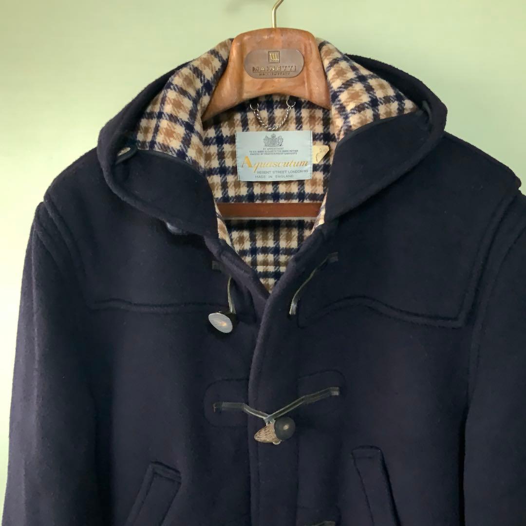 Aquascutum アクアスキュータム ダッフルコート42ネイビー英国製ウール