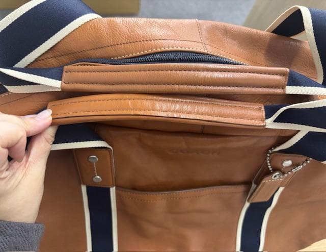 COACH コーチ F70561 ボストンバッグ レザー ブラウン×ネイビー