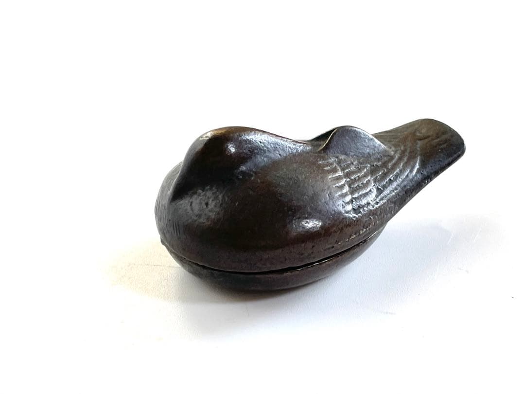 金属工芸　作者不明　香合　鴨　雀　燕　銅製　金物　茶道具　箱なし