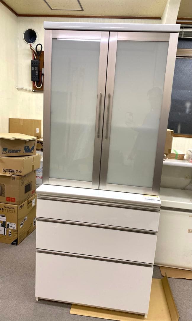 パモウナ　食器棚　ホワイト上台　値下げ