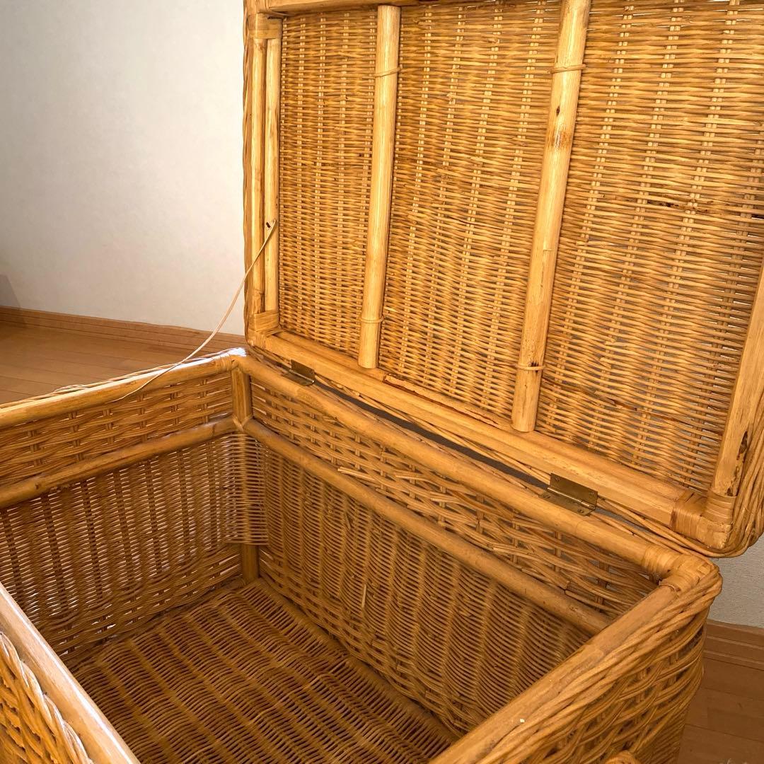 コロニアルチェック　ラタンバスケット