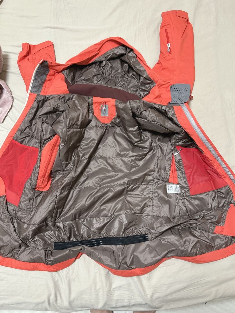 montbell xlサイズ オレンジジャケット ネイビー パンツセット