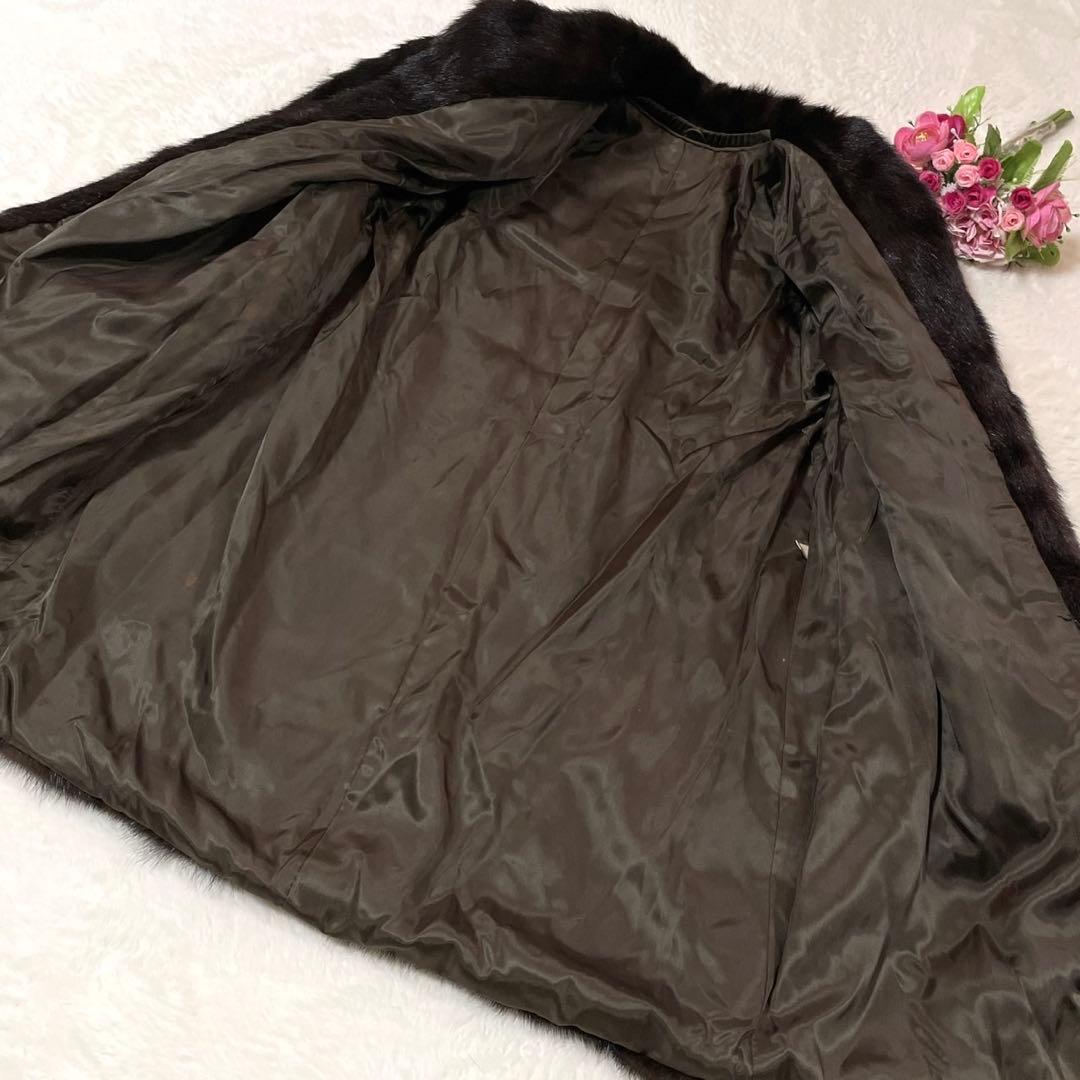 ミンク 本毛皮 コート ダークブラウン サイズ11