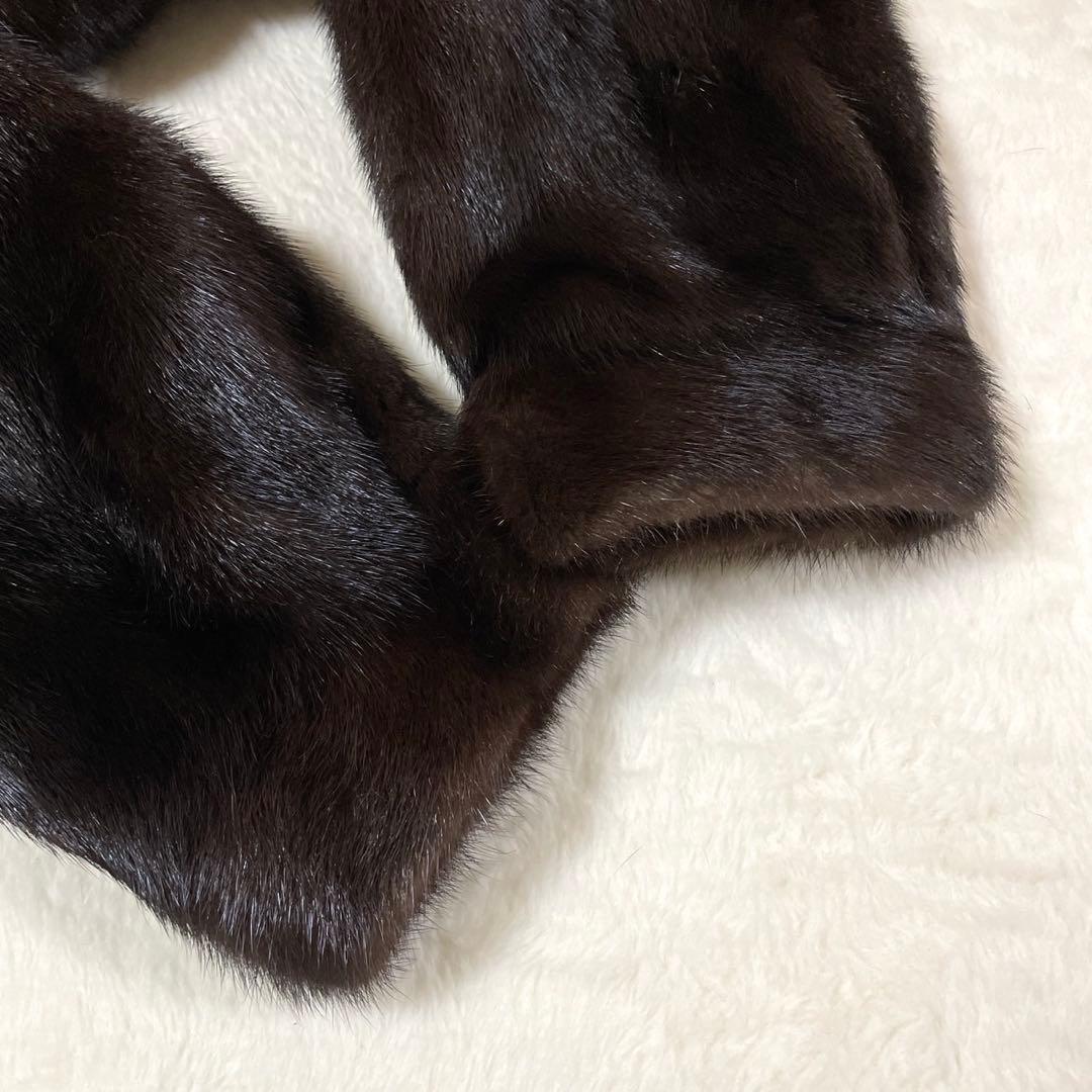 ミンク 本毛皮 コート ダークブラウン サイズ11