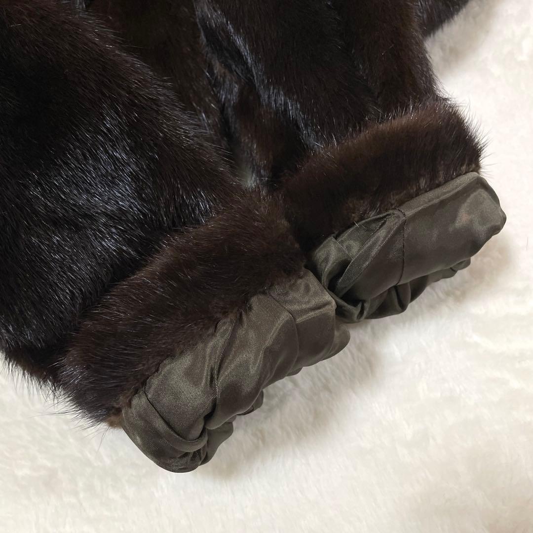 ミンク 本毛皮 コート ダークブラウン サイズ11