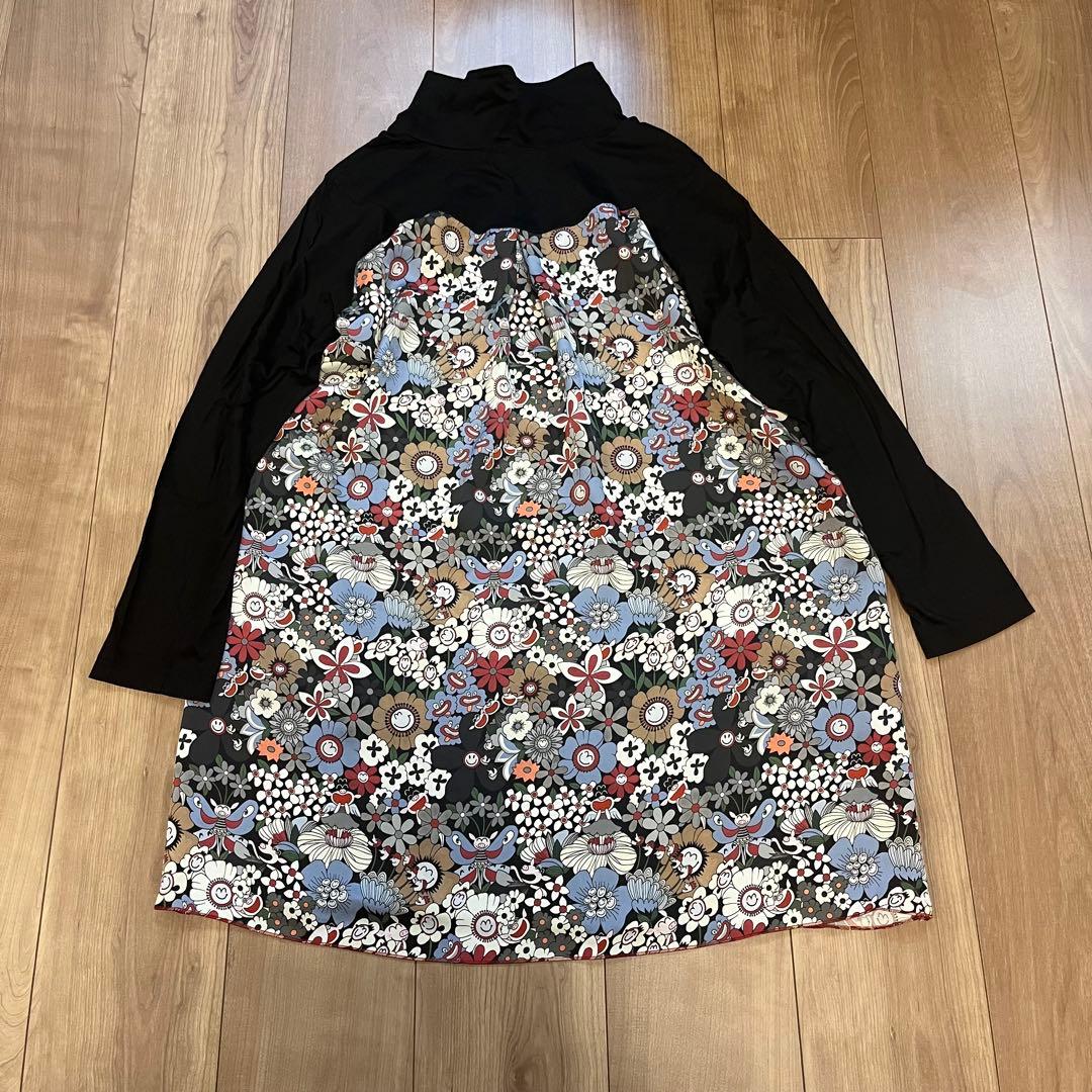 OLLEBOREBLA アルベロベロ　ロングチュニック　花とぶたさんとスマイリー