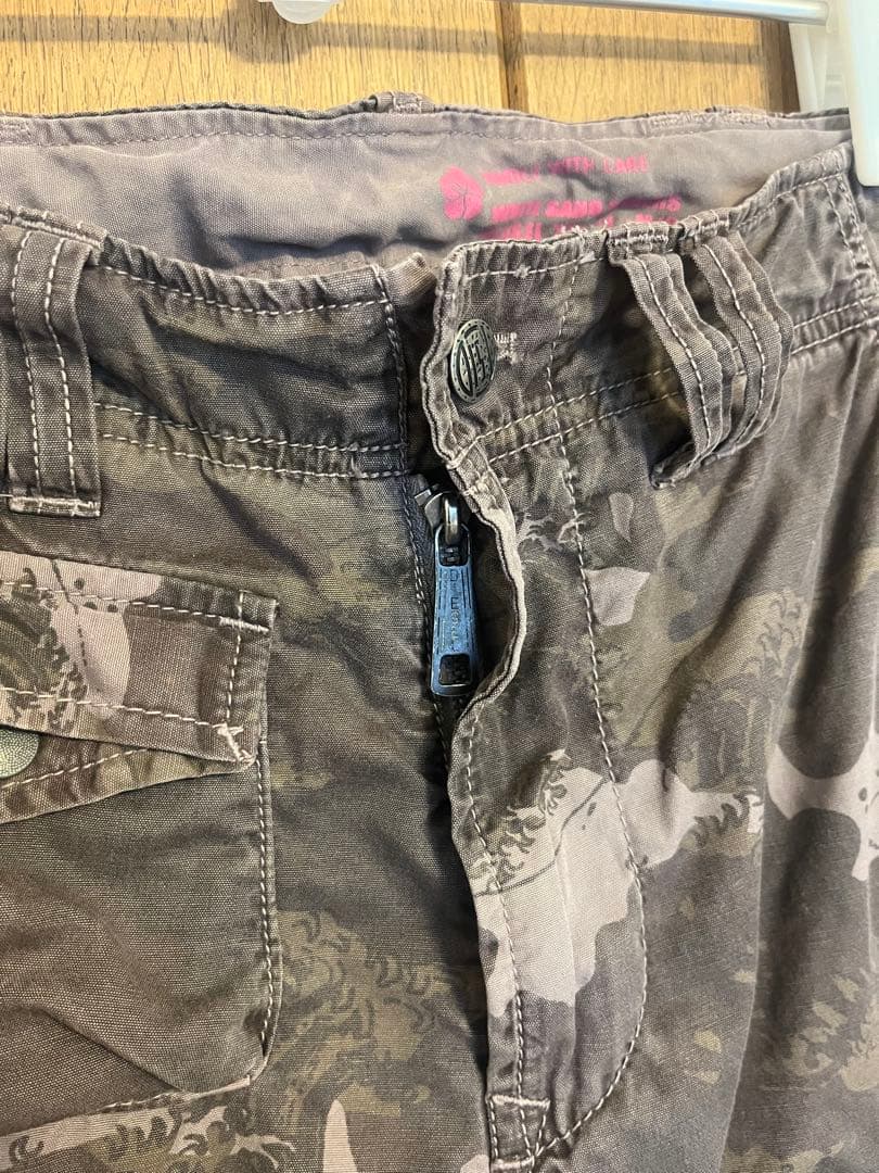 00s DIESEL 迷彩 カモ ディーゼル 和柄 波 パンツ y2k ギミック