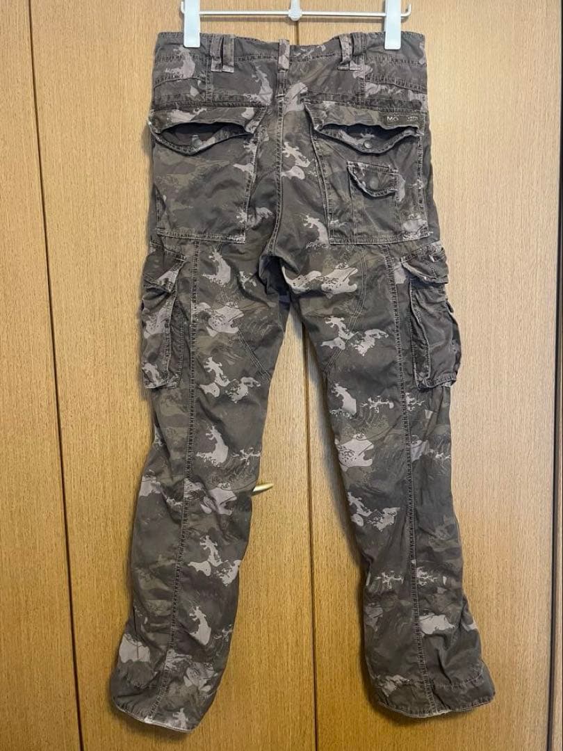 00s DIESEL 迷彩 カモ ディーゼル 和柄 波 パンツ y2k ギミック