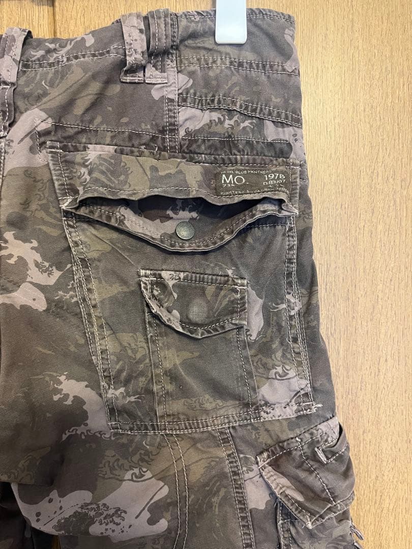 00s DIESEL 迷彩 カモ ディーゼル 和柄 波 パンツ y2k ギミック