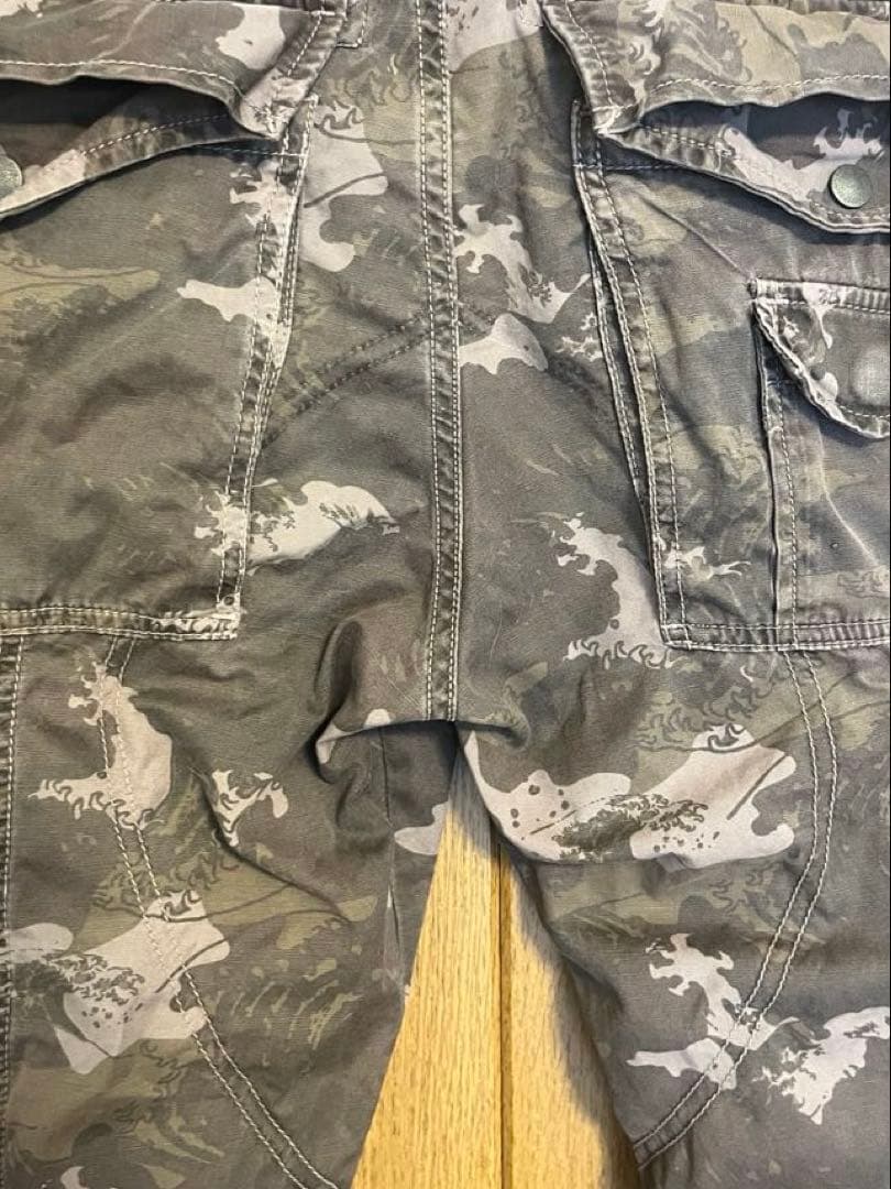 00s DIESEL 迷彩 カモ ディーゼル 和柄 波 パンツ y2k ギミック