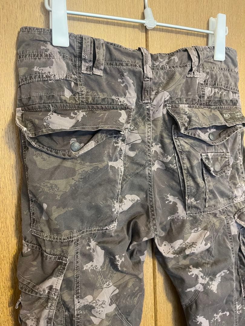 00s DIESEL 迷彩 カモ ディーゼル 和柄 波 パンツ y2k ギミック