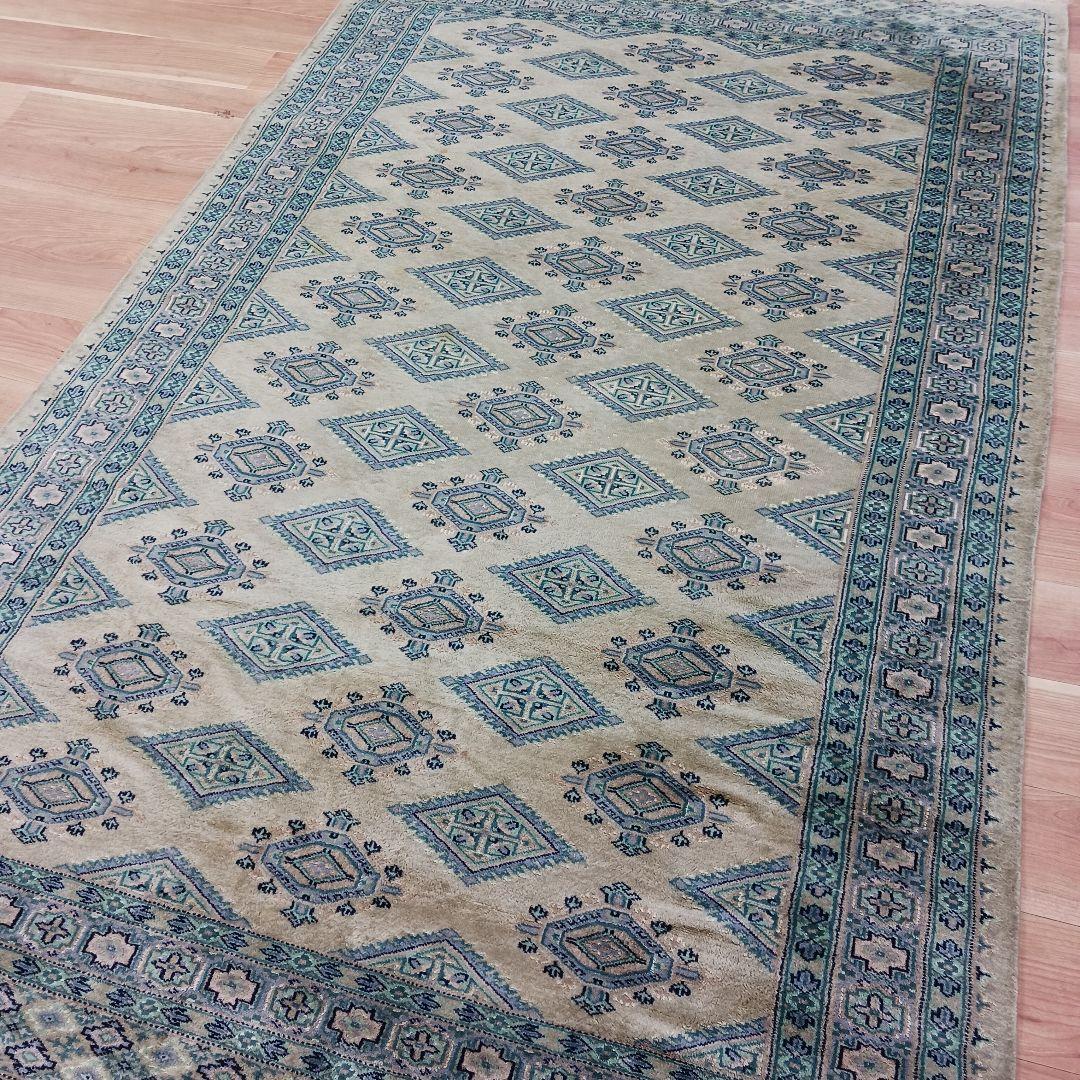 Y2741 パキスタン絨毯 ウール 手織り 大判150×242㎝ トライバルラグ